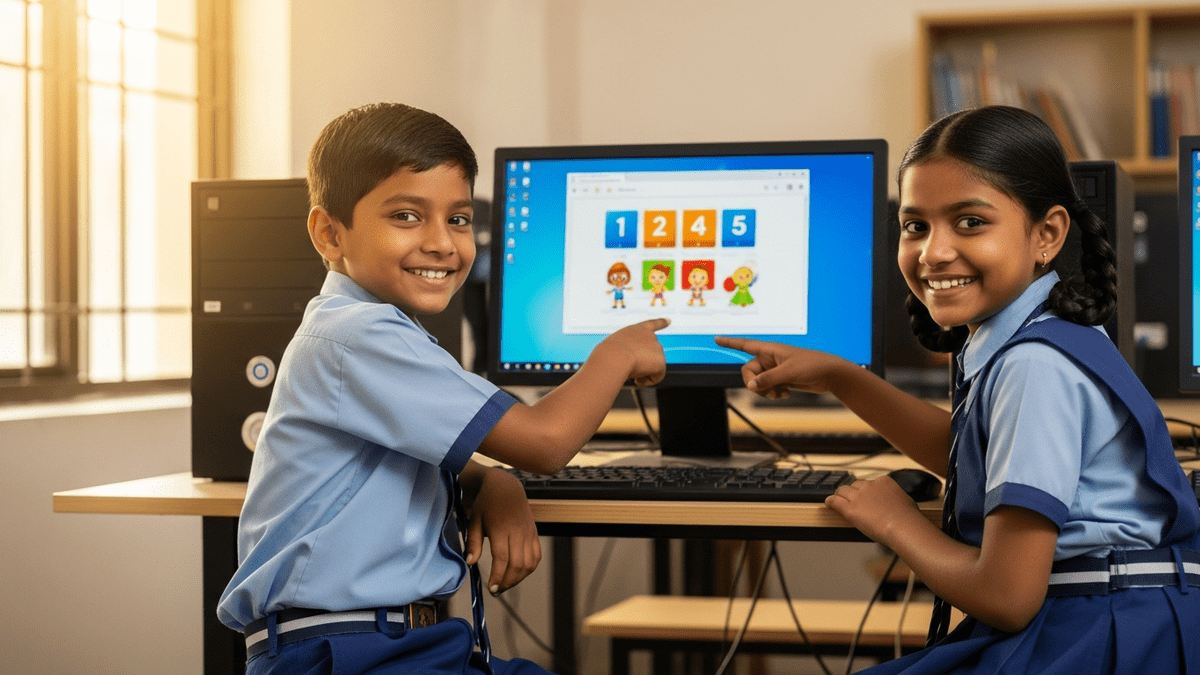 AI tools for Indian students learning at home on a computer