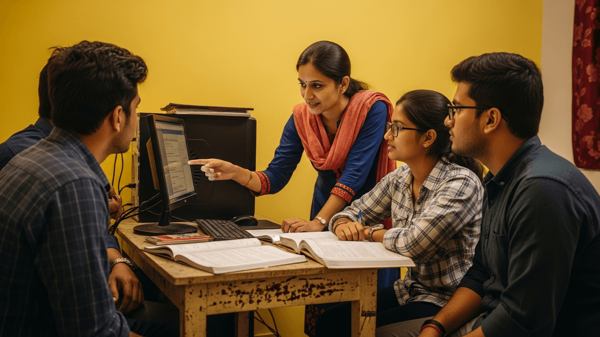 Tuition teacher in India guiding students at Apna PC for tuition classes setup