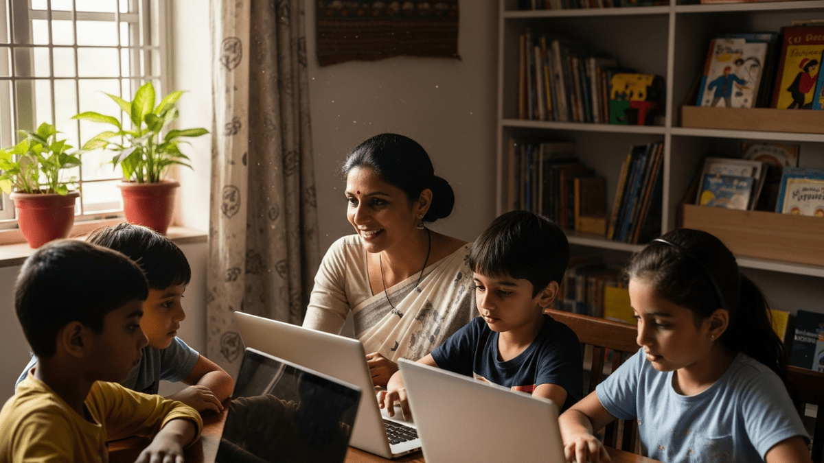 learning POD for homemakers teaching children in India