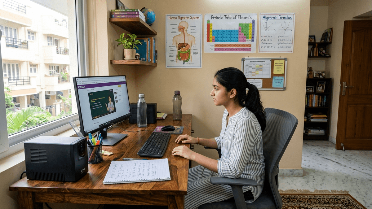 Home learning centre setup with APNA PC computer for learning POD