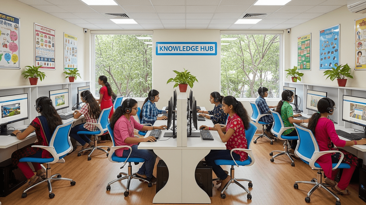 Community learning center with exam preparation computers