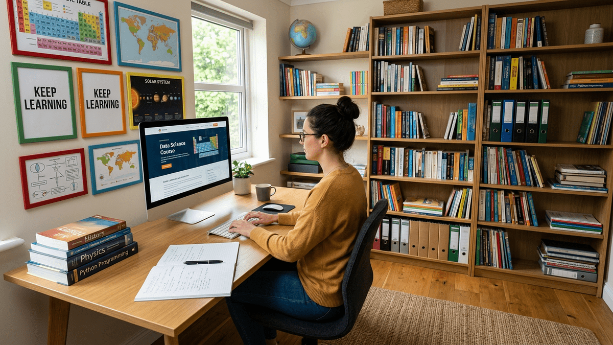 Organized home study area for track child learning progress with APNA PC