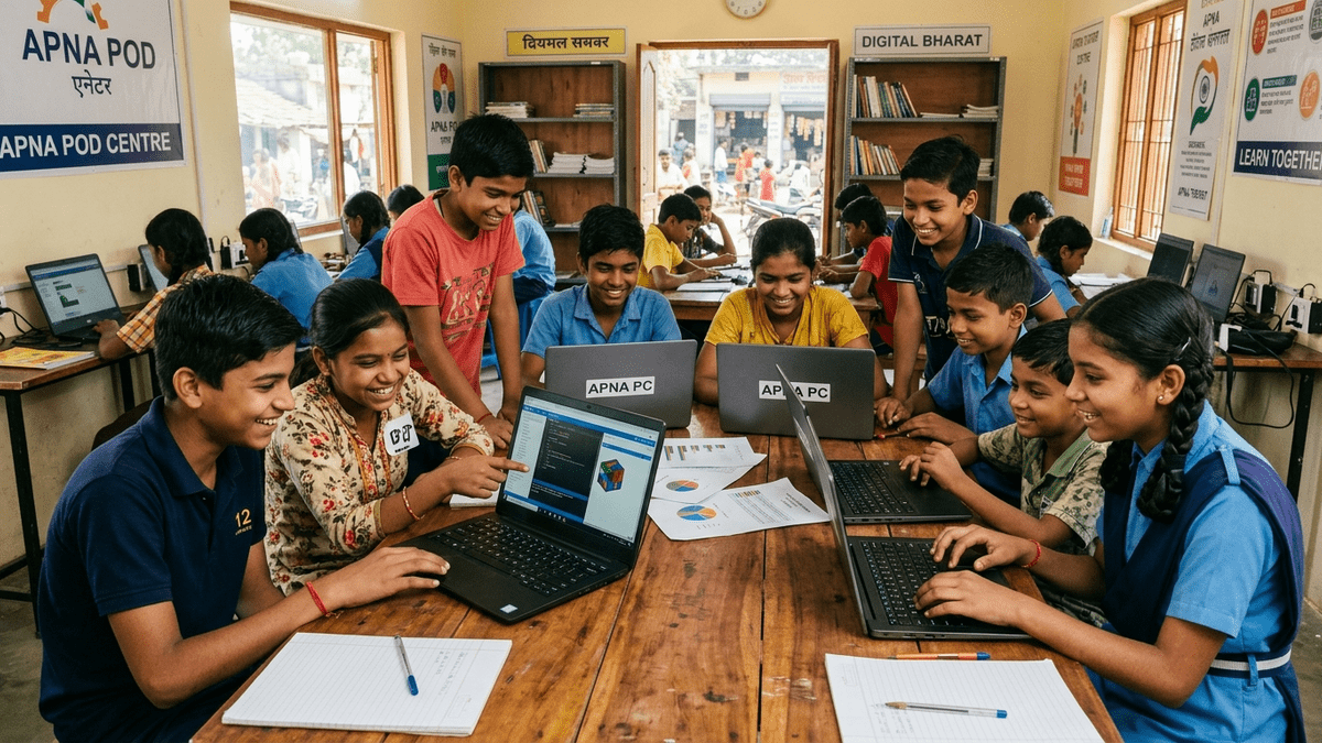digital literacy Indian schools students using APNA PC