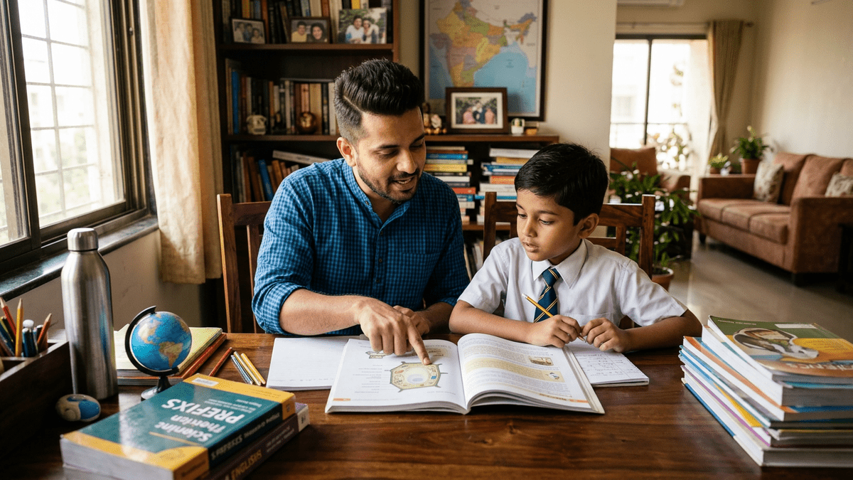 Indian educator teaching student one-on-one in attract students learning POD