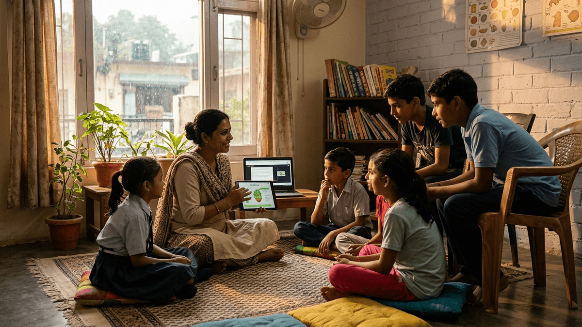 learning PODs small-town India educator teaching