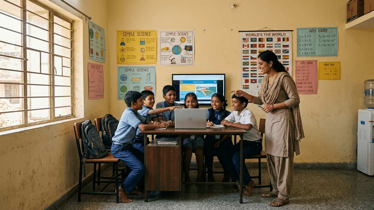 Community learning centre in Tier 2 Indian city in learning POD small town India