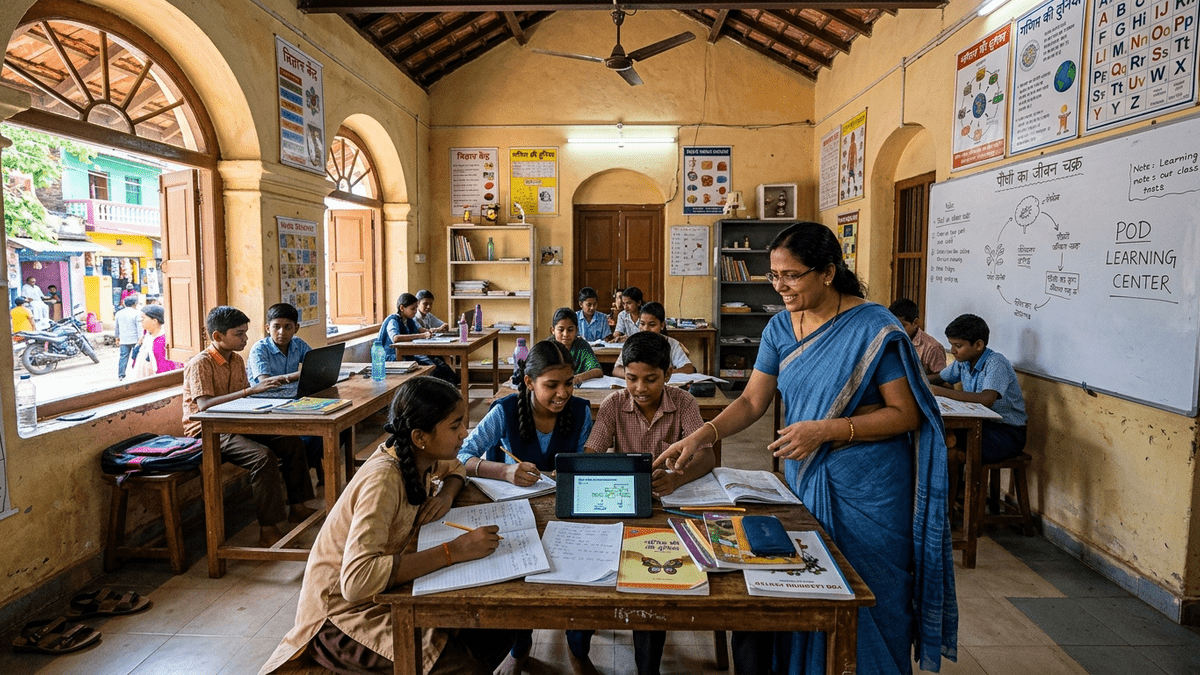 learning PODs small-town India students collaborating