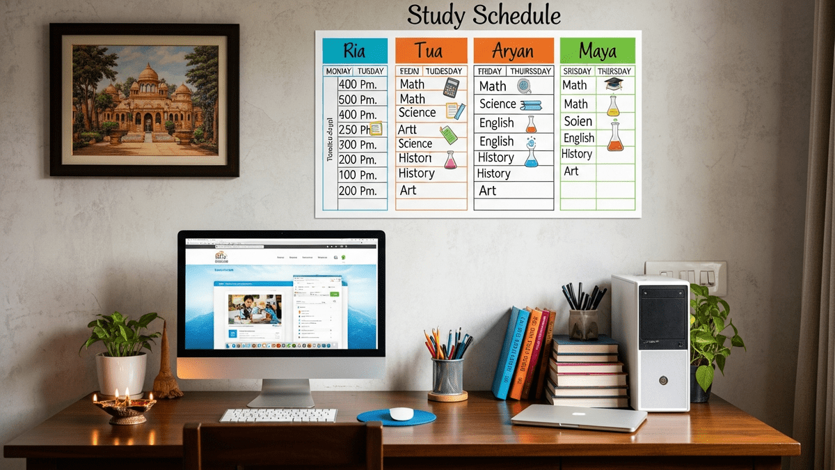 shared computer study time schedule for siblings