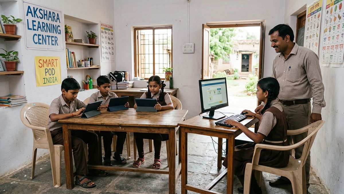 AI teaching in Indian PODs community learning center