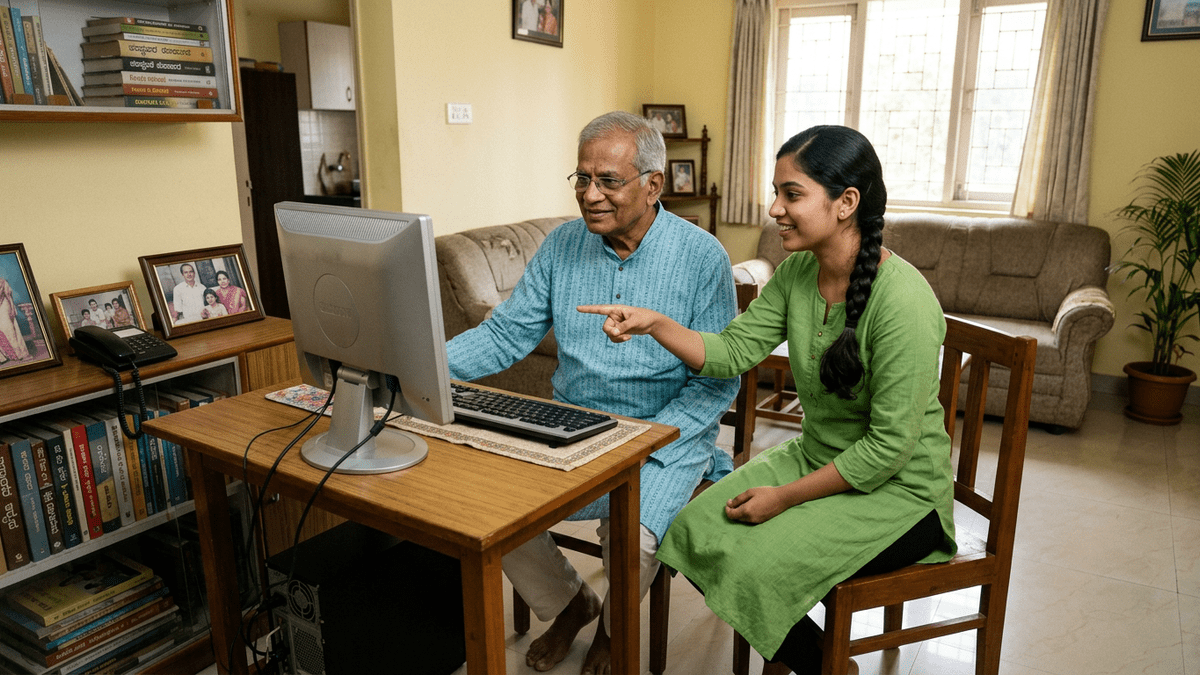 senior citizens learn computers with home tutor