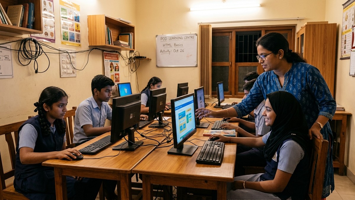 computer basics for students in a community learning centre