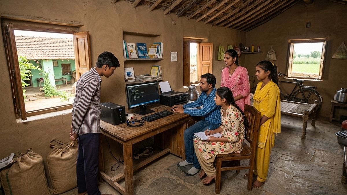 rural students attending computer course village students programme