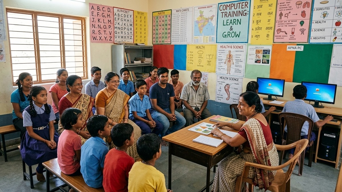 edupreneur India community learning centre with diverse students