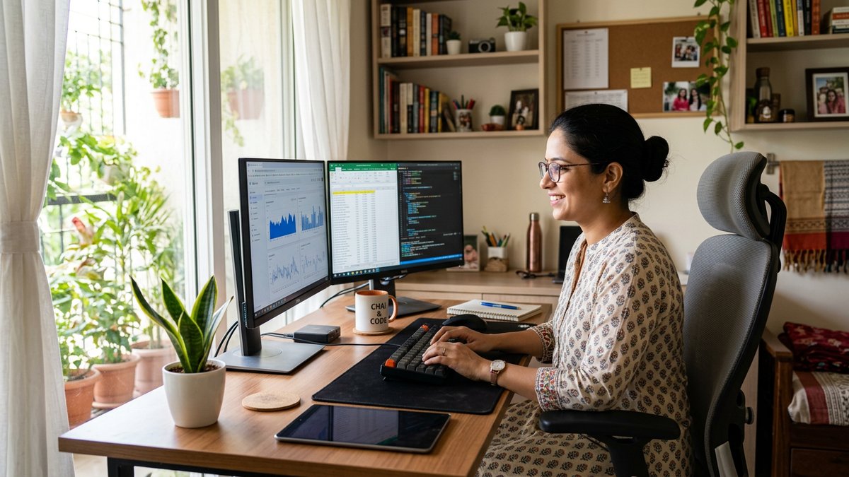 Homemaker running a computer coaching centre at home with students