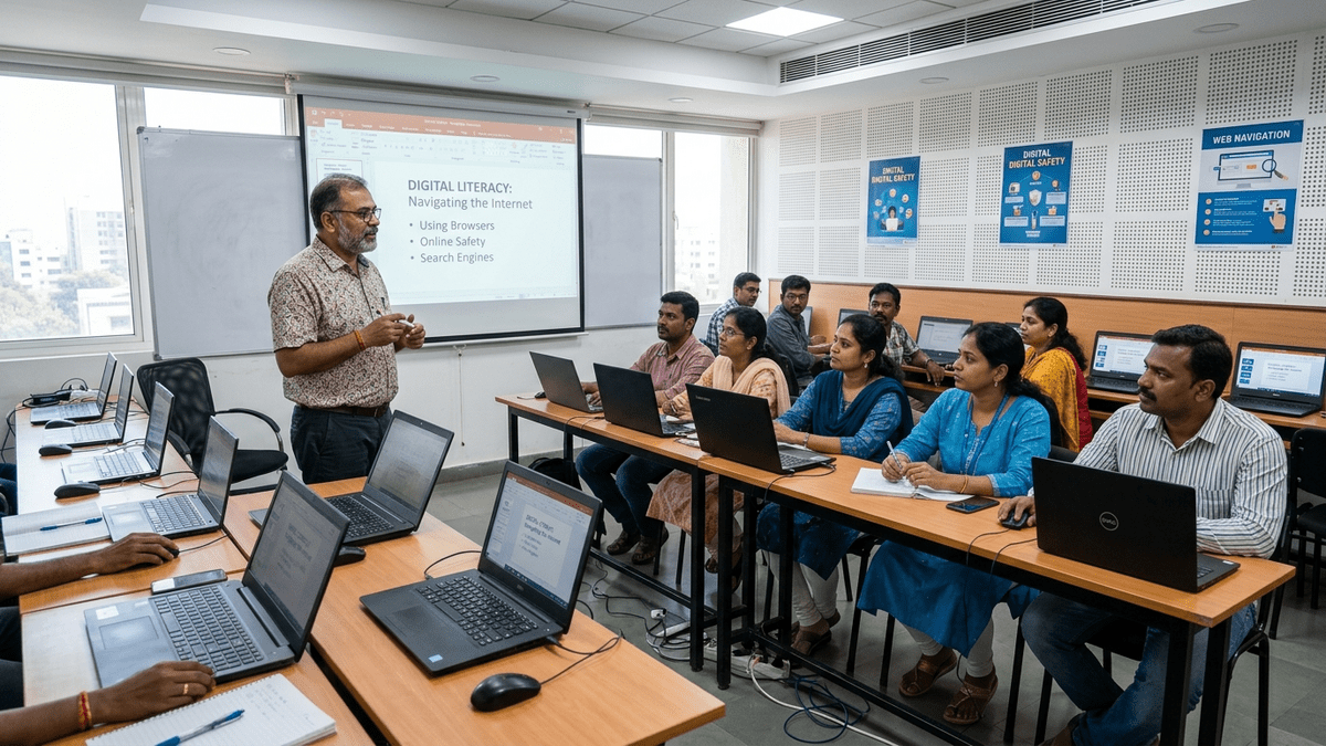 digital literacy Indian students taught by educator