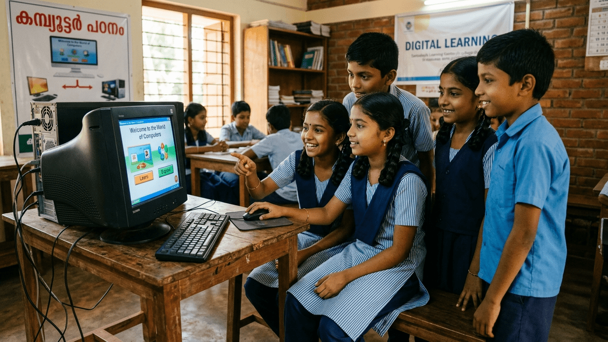 digital literacy Indian students using computer for first time
