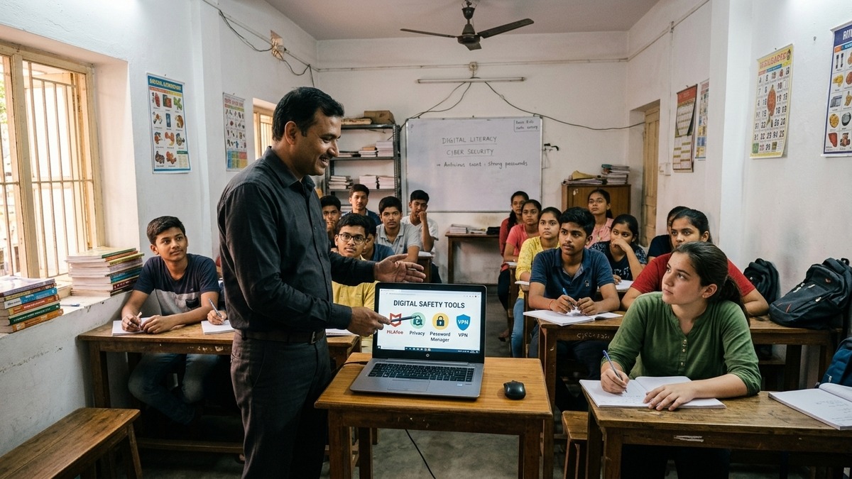 online safety tips for students teacher in classroom