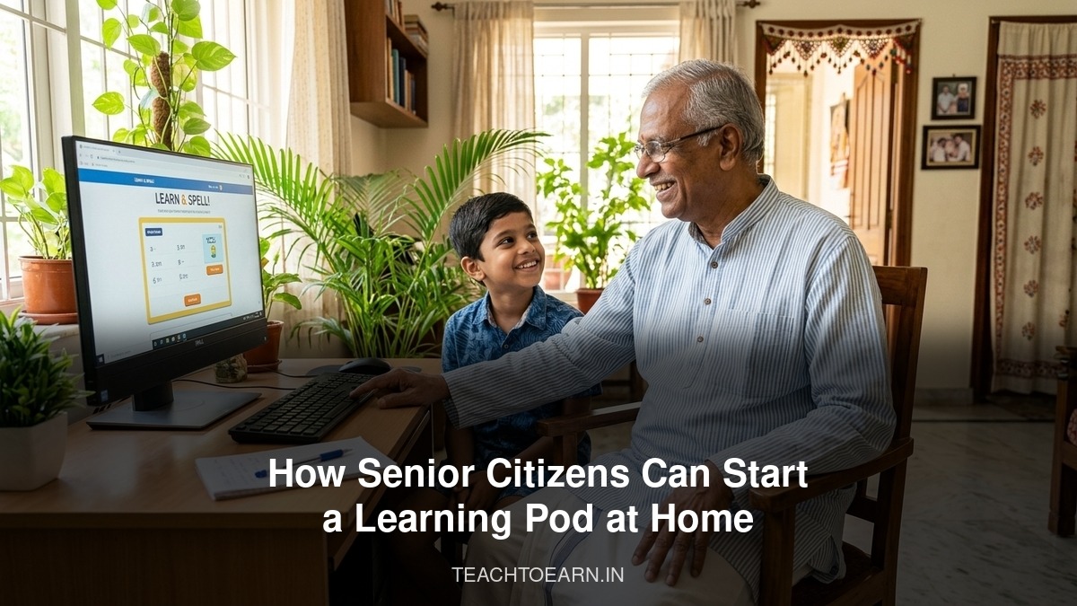 senior citizens learning pod at home in India