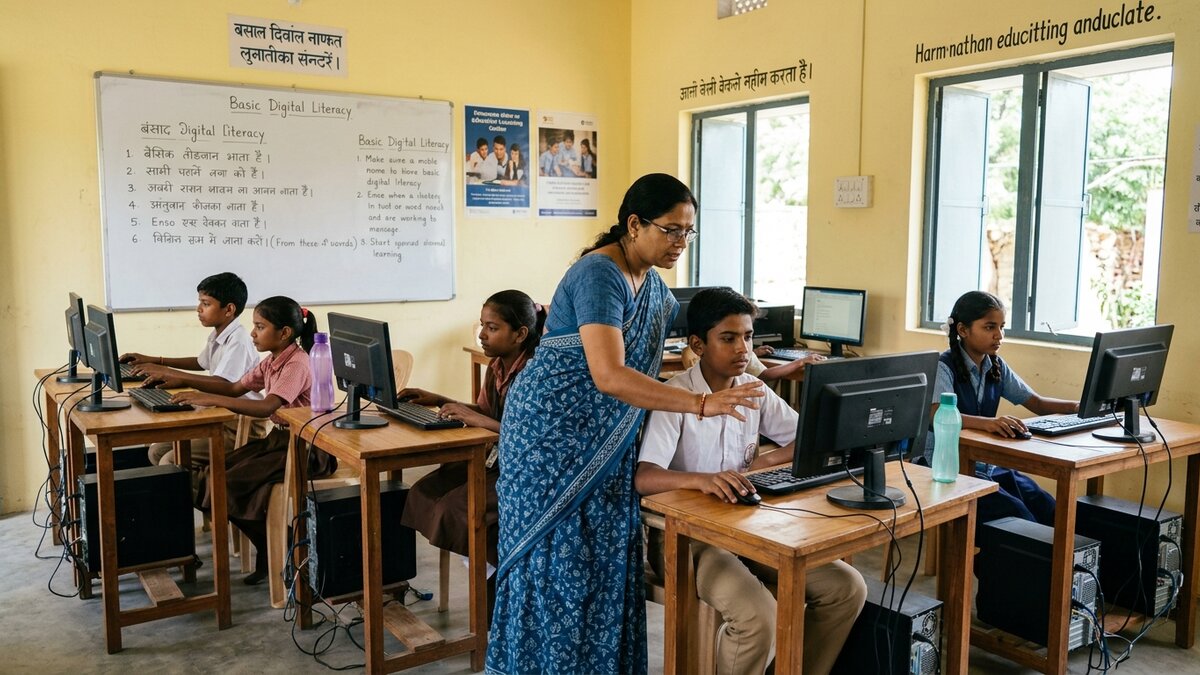 Study habits at home built through community learning centre with students and educator