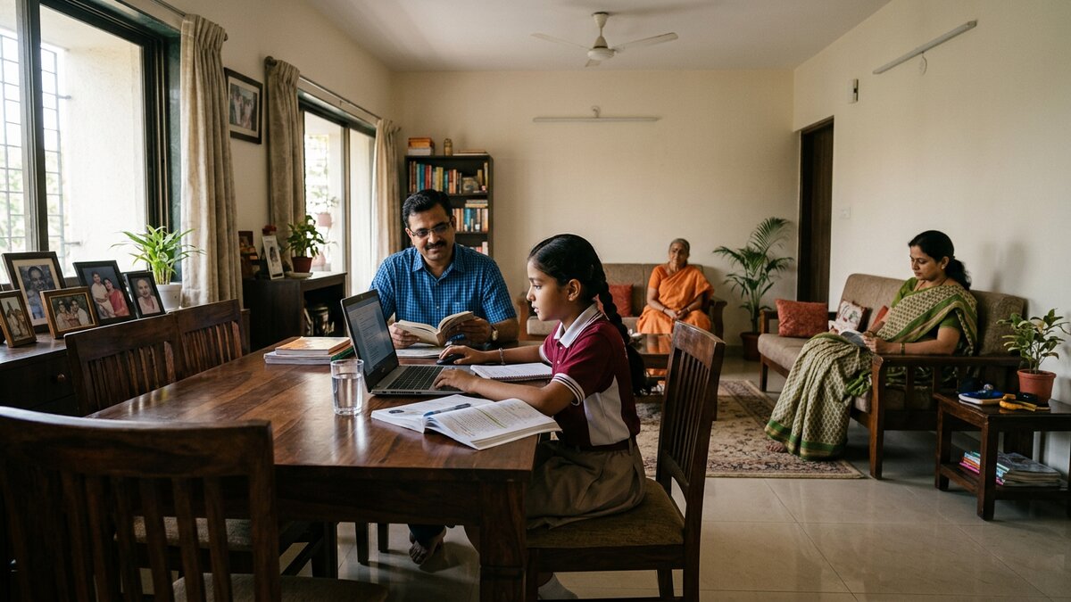 Support learning at home with family studying together