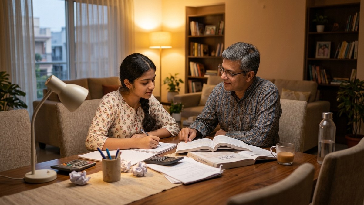 board exam preparation tips Indian parent helping teenager study at home