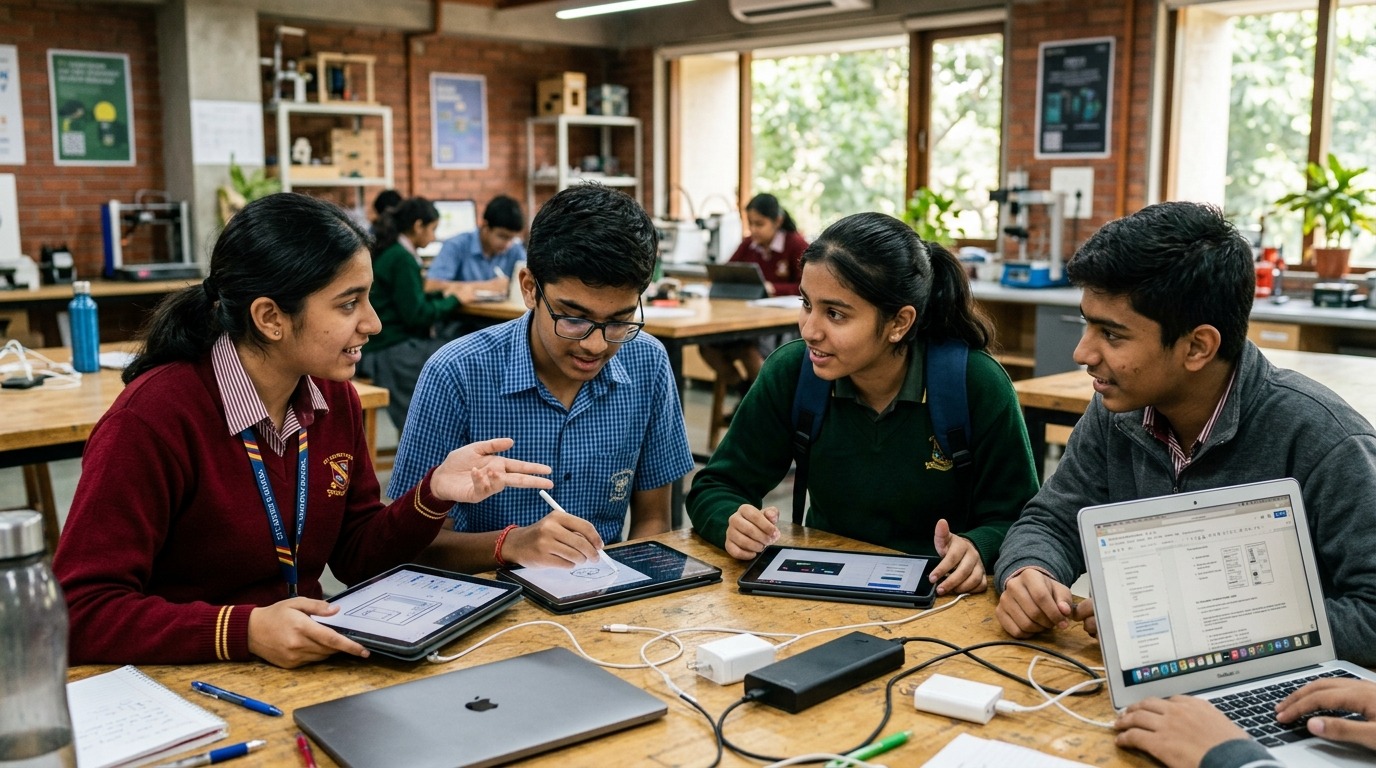AI in Indian schools students collaborating