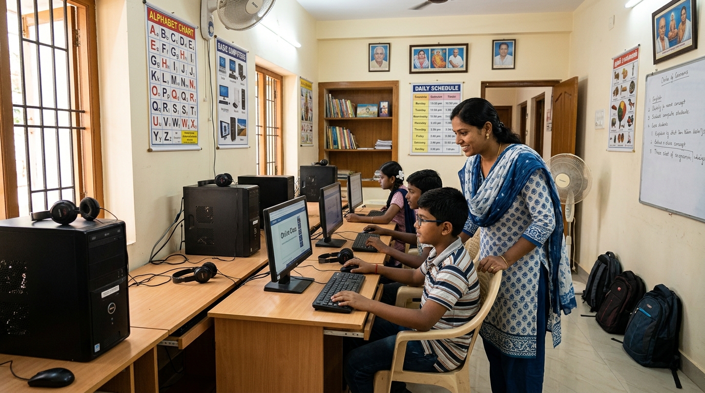 Community learning centre using AI tools for students