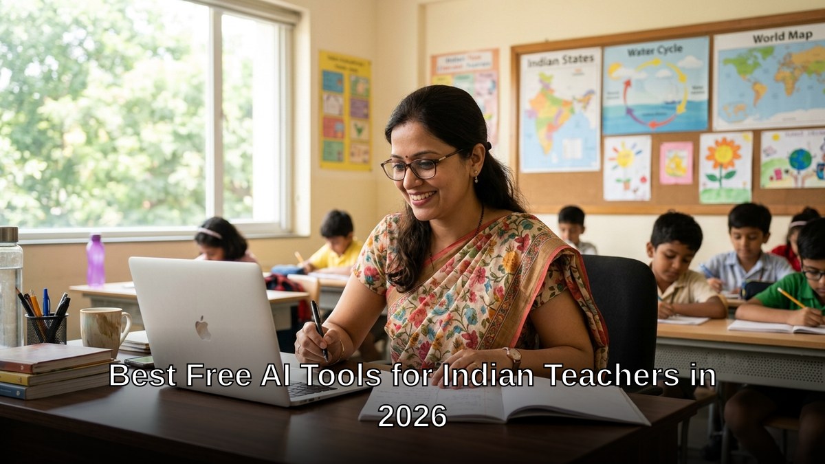 AI tools for Indian teachers - teacher using laptop for lesson planning