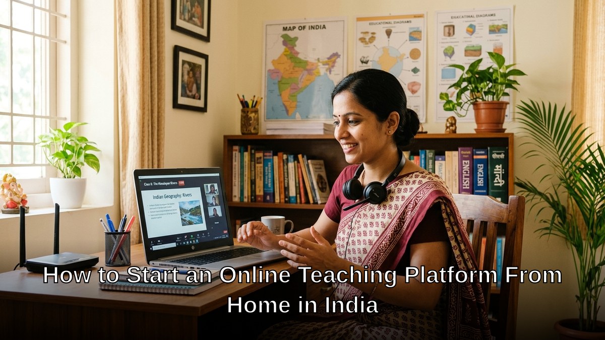 online teaching platform from home Indian woman teaching online