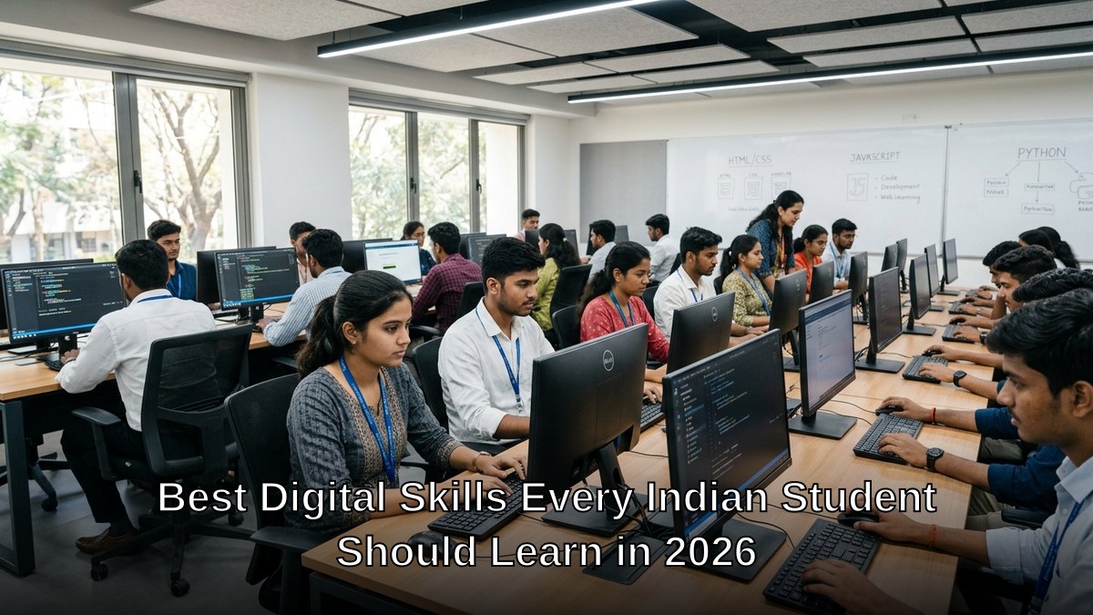 digital skills Indian students working on computers learning coding