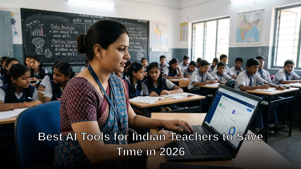 AI tools for Indian teachers using laptop in classroom