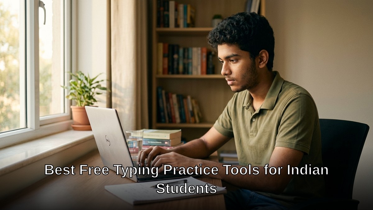 Indian student practicing typing on computer with free typing practice tools