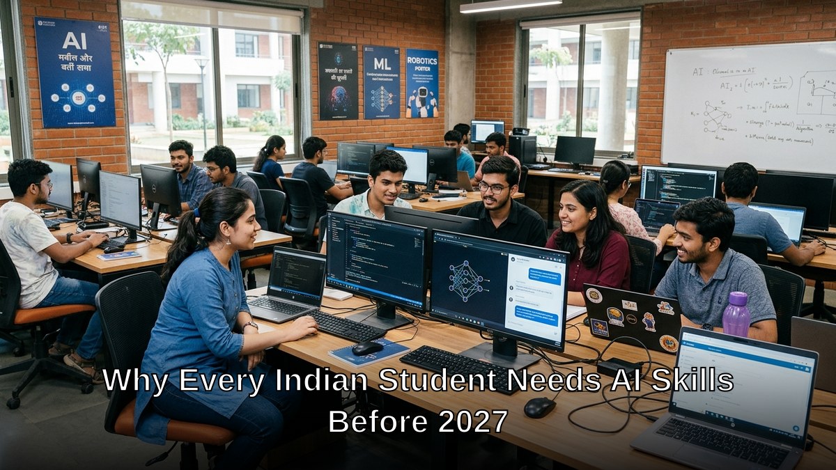 Indian students learning AI skills for students in modern classroom