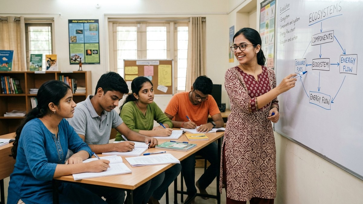 peer learning groups Indian students - educator explaining to students in classroom