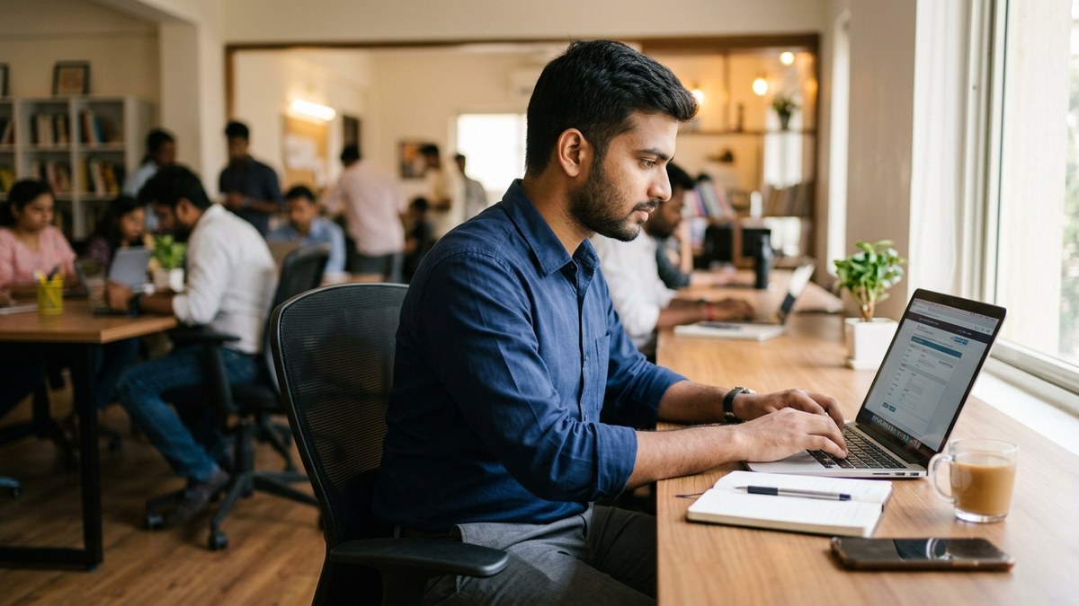 Indian young professional building digital skills for career growth