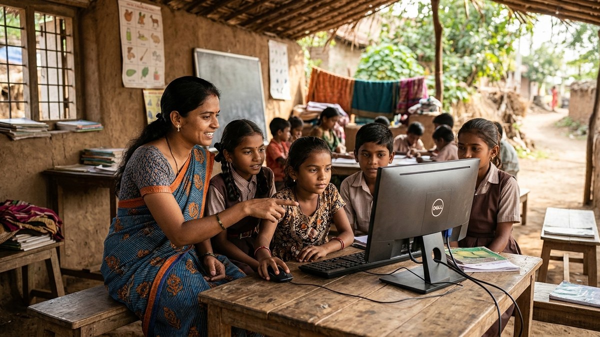 Digital Literacy for Rural Students teacher instructing