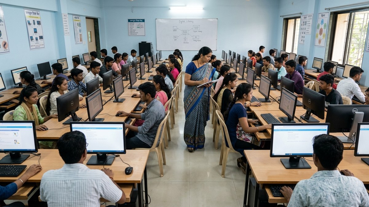 APNA PC study room setup community learning centre with students