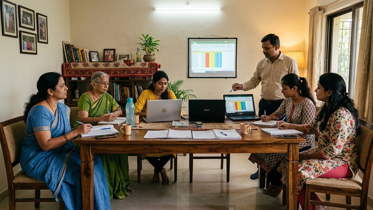 learn spreadsheets Indian homemaker community learning pod