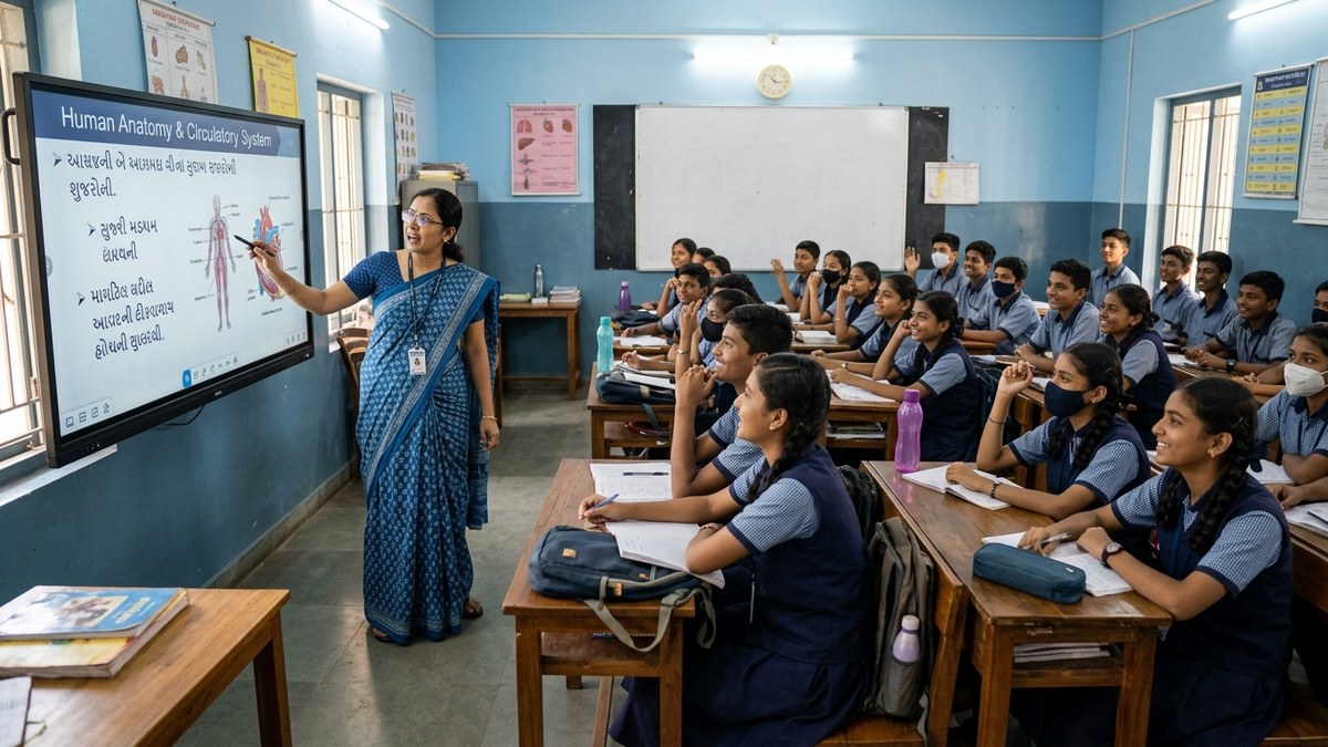 AI tools for Indian teachers - students in classroom with digital tools