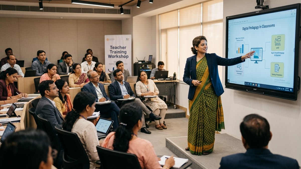 Smart classroom India educator training on smart board teaching methods
