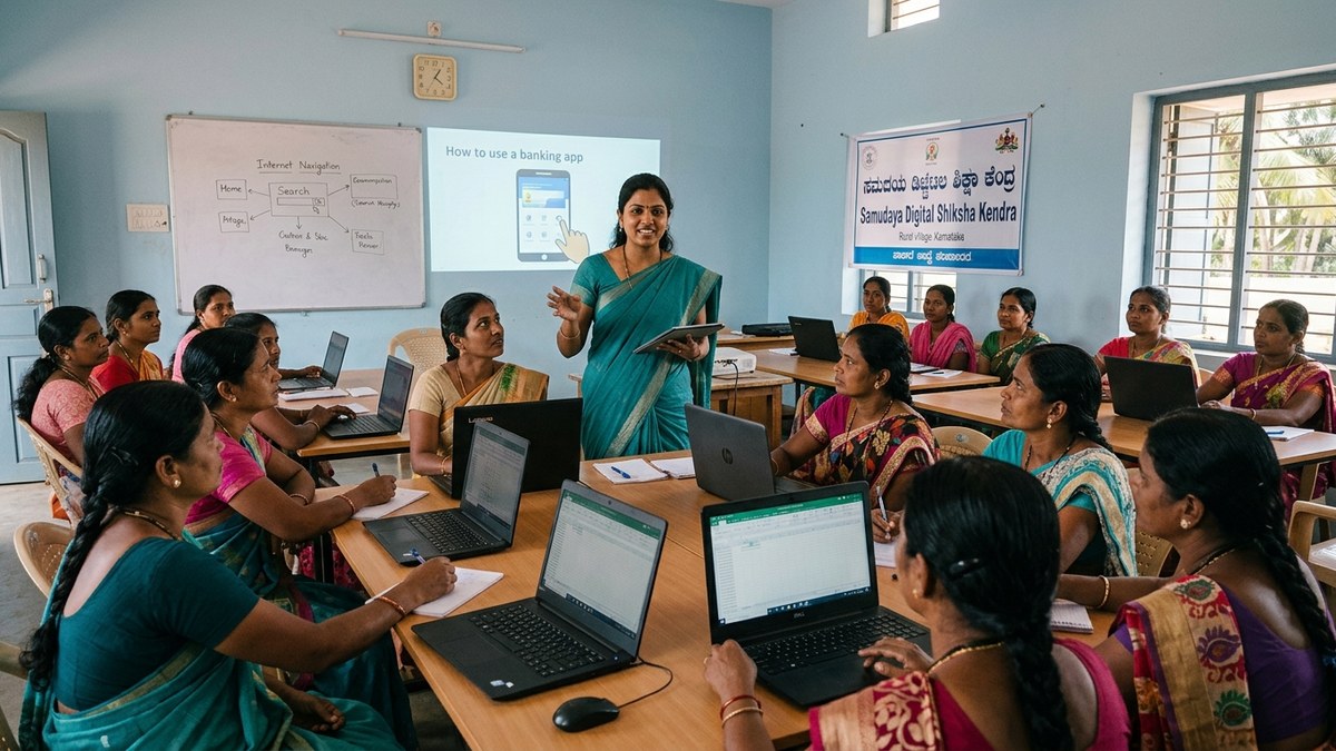 digital skills Indian women work from home teaching community