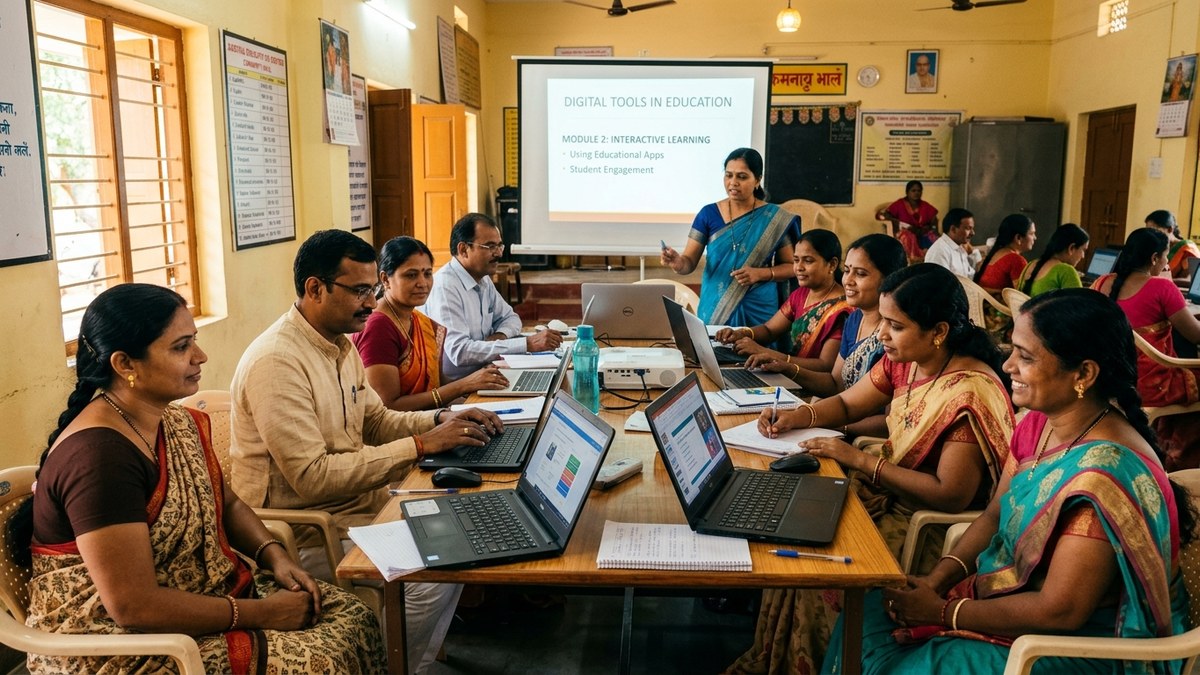 Indian teachers learning AI tools for education in workshop
