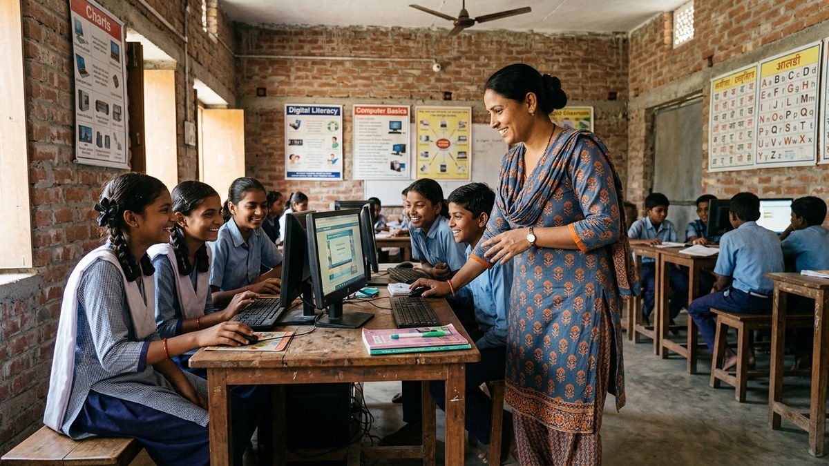 digital literacy rural India educator teaching students
