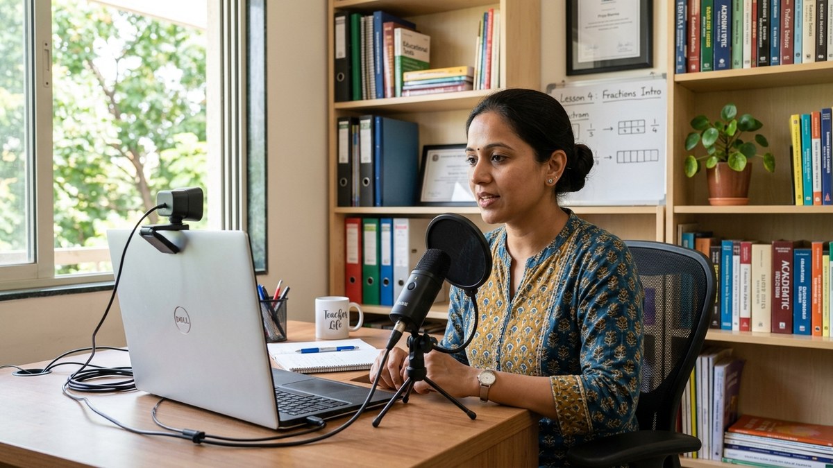 coaching class marketing India educator recording video lesson