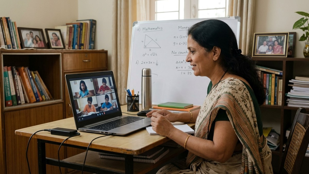 start online teaching from home with desktop computer