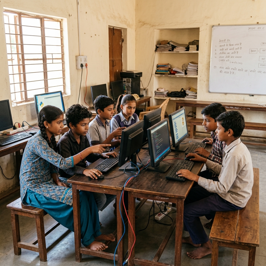 teach coding to kids at home India children learning programming together