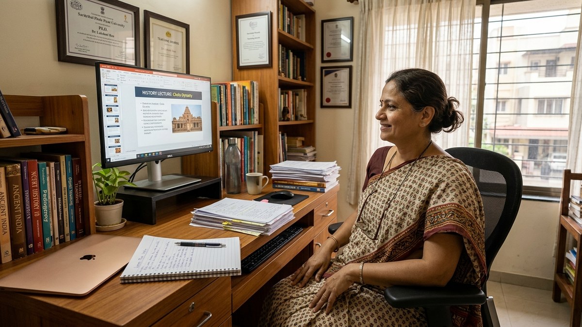 online teaching platform from home Indian educator workspace setup