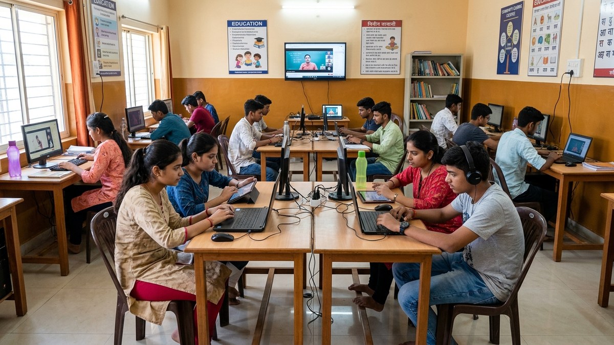 Indian tuition teacher online class setup with digital teaching tools