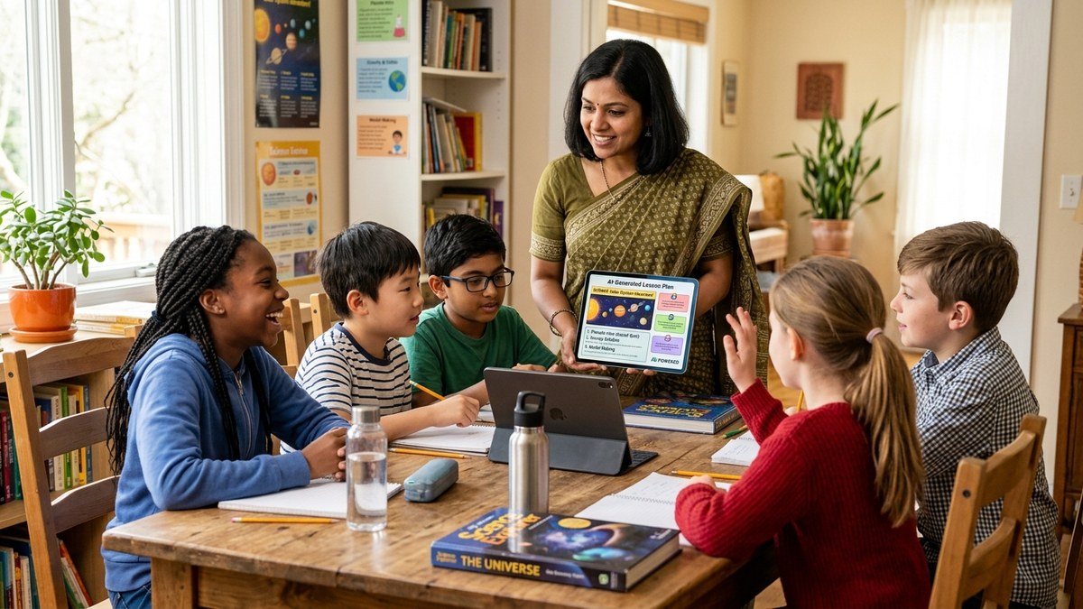 AI tools for Indian teachers showing lesson plan on tablet