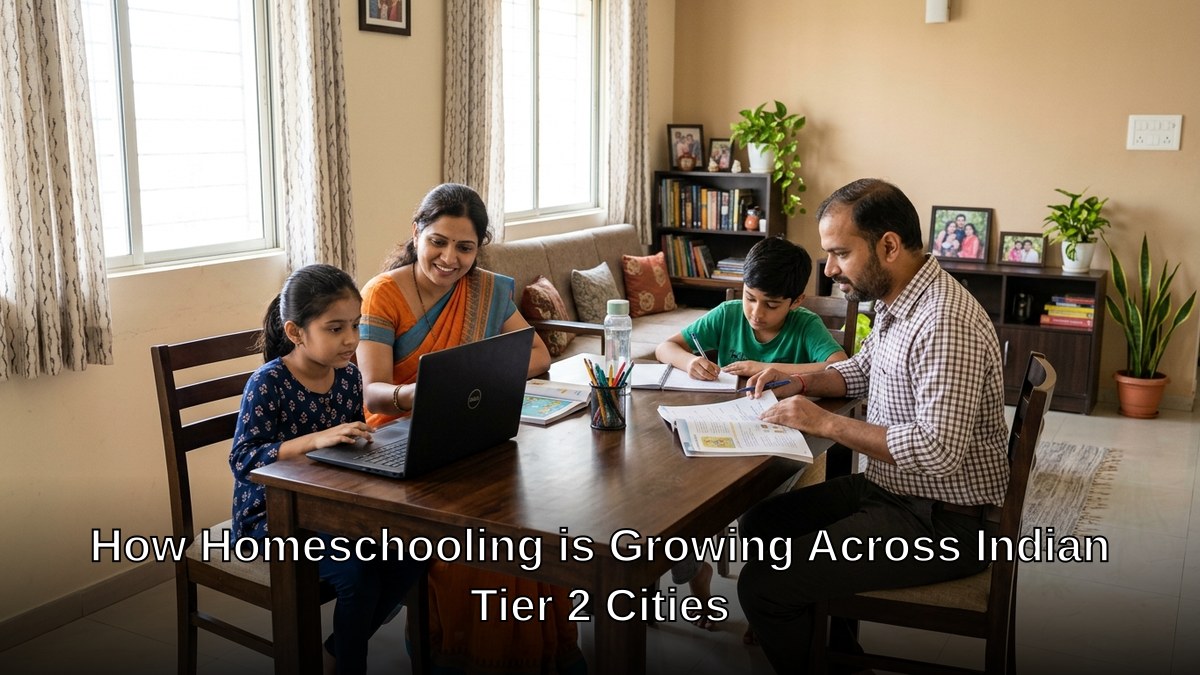 homeschooling India family using computer at home
